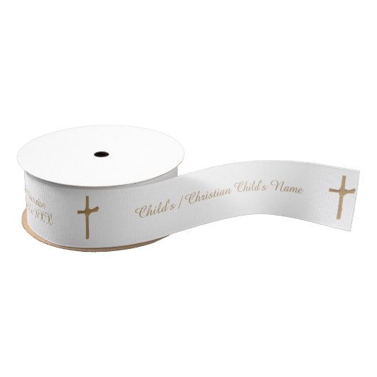 Gepersonaliseerd Eerste Heilige Communie Elegant G Grosgrain Lint (Spoel)