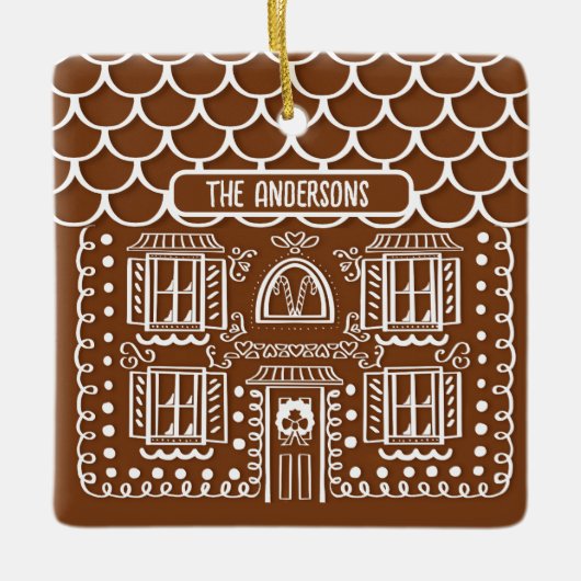 Gepersonaliseerd eerste huis peperkoek Kerstmis Keramisch Ornament (Voorkant)