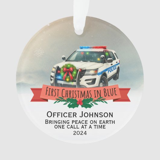 Gepersonaliseerd eerste kerst politie Ornament (voorkant)