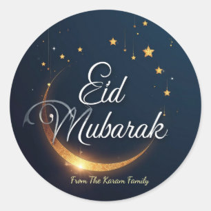 Gepersonaliseerd Eid Mubarak Moslim modern Ronde Sticker