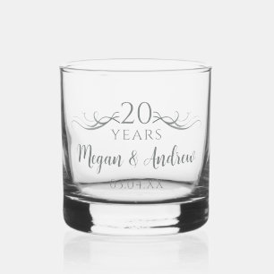 Gepersonaliseerd Elegant 20ste bruiloft Jubileum G Whisky Glas