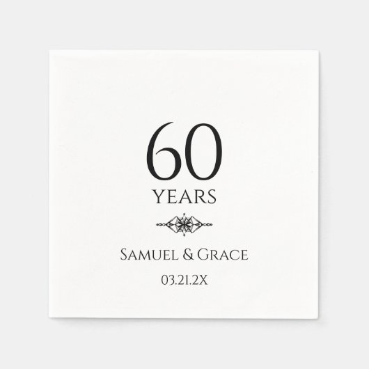 Gepersonaliseerd Elegant 60ste Diamant Jubileum Servet (Voorkant)