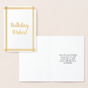 Gepersonaliseerd & Elegant "Birthday Wishes!" Kaar Folie Kaarten