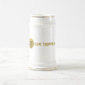 Gepersonaliseerd Elegant Black & Gold Modern Monog Bierpul (Center)