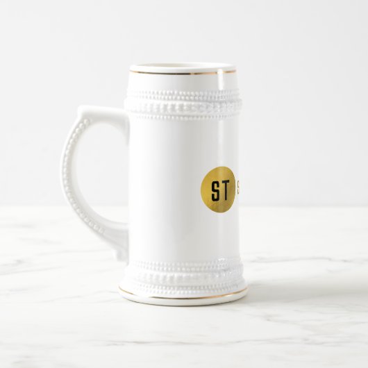 Gepersonaliseerd Elegant Black & Gold Modern Monog Bierpul (Links)