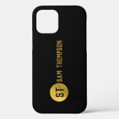 Gepersonaliseerd Elegant Black & Gold Modern Monog Case-Mate iPhone Case (Achterkant)