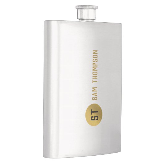 Gepersonaliseerd Elegant Black & Gold Modern Monog Flacon (Rechts)