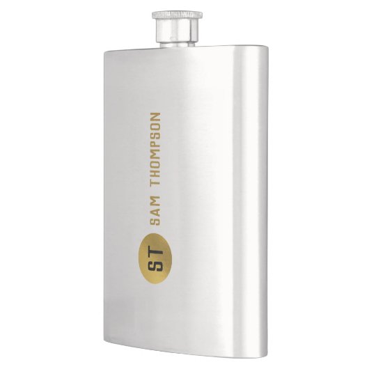 Gepersonaliseerd Elegant Black & Gold Modern Monog Flacon (Links)