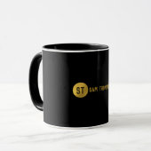 Gepersonaliseerd Elegant Black & Gold Modern Monog Mok (Voorkant links)