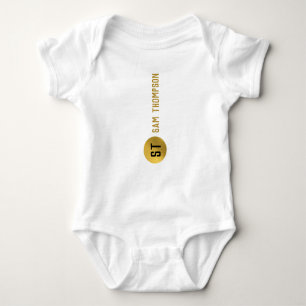 Gepersonaliseerd Elegant Black & Gold Modern Monog Romper