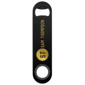 Gepersonaliseerd Elegant Black & Gold Modern Monog Speed Flessenopener (Voorkant)