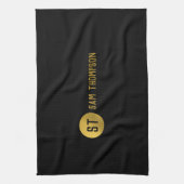 Gepersonaliseerd Elegant Black & Gold Modern Monog Theedoek (Verticaal)