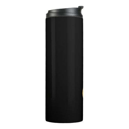 Gepersonaliseerd Elegant Black & Gold Modern Monog Thermosbeker (Gedraaid links)