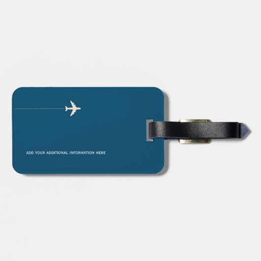 Gepersonaliseerd Elegant Blauw Bagagelabel (Achterkant horizontaal)