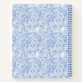Gepersonaliseerd Elegant Blauw Botanisch Ontwerp Notitieboek (Achterkant)