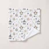 Gepersonaliseerd Elegant Blauw & Gouden Sterren Pa Bad Handdoek (Wasdoekje)