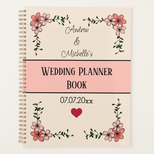 Gepersonaliseerd Elegant Bloemen Bruiloft Planner  (Voorkant)