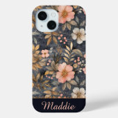 Gepersonaliseerd Elegant Bloemen Roze & Goud Patro Case-Mate iPhone Case (Achterkant)