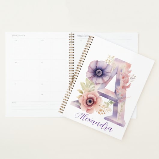 Gepersonaliseerd Elegant Bloemmonogram Notitieboek (Display)