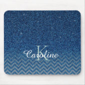 Gepersonaliseerd Elegant Blue Sparkle Glitter Mono Muismat (Voorkant)