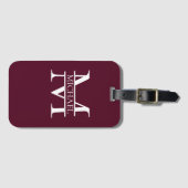 Gepersonaliseerd Elegant Bourgondisch Monogram en Bagagelabel (Voorkant (horizontaal))