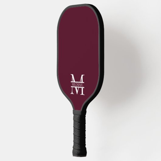 Gepersonaliseerd Elegant Bourgondisch Monogram en Pickleball Paddle (Links)
