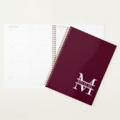 Gepersonaliseerd Elegant Bourgondisch Monogram en Planner (Display)