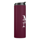Gepersonaliseerd Elegant Bourgondisch Monogram en Thermosbeker (Gedraaid links)
