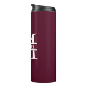 Gepersonaliseerd Elegant Bourgondisch Monogram en Thermosbeker (Geroteerd rechts)