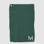 Gepersonaliseerd Elegant Emerald Green Monogram &  Golfhanddoek (Voorkant)