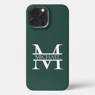 Gepersonaliseerd Elegant Emerald Green Monogram &  iPhone 13 Pro Max Hoesje