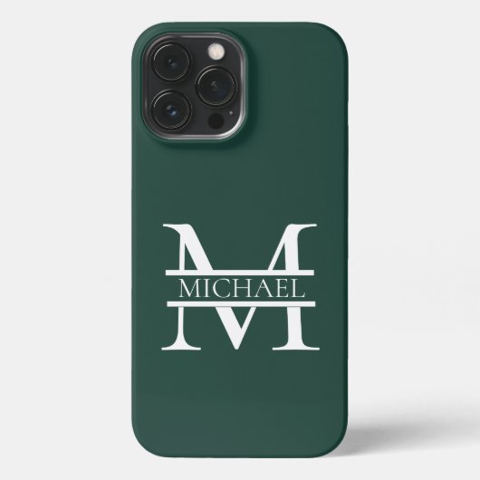 Gepersonaliseerd Elegant Emerald Green Monogram &  iPhone Hoesje (Achterkant)