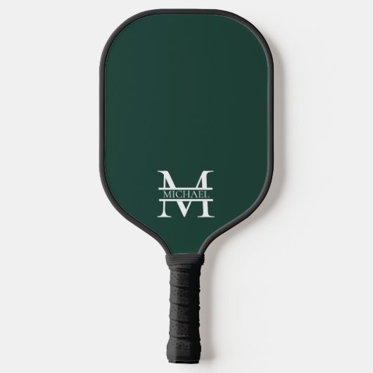 Gepersonaliseerd Elegant Emerald Green Monogram & Pickleball Paddle (Achterkant)