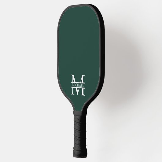 Gepersonaliseerd Elegant Emerald Green Monogram & Pickleball Paddle (Links)