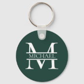 Gepersonaliseerd Elegant Emerald Green Monogram &  Sleutelhanger (Achterkant)