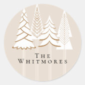 Gepersonaliseerd Elegant Evergreen Kerstontwerp Ronde Sticker (Voorkant)