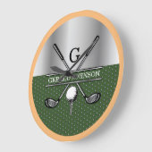 Gepersonaliseerd Elegant Golf Monogram Logo Grote Klok (Hoek)