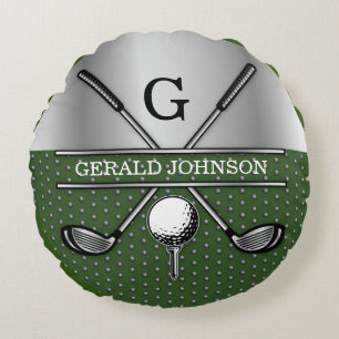 Gepersonaliseerd Elegant Golf Monogram Logo Rond Kussen