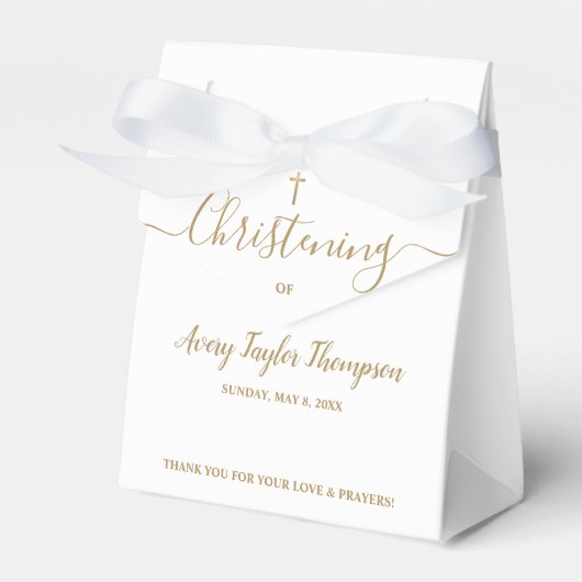 Gepersonaliseerd Elegant Goud Kruis doopschrift Bedankdoosjes (Voorkant Zijde)