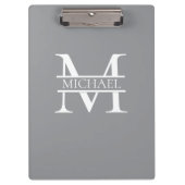 Gepersonaliseerd Elegant Grijs Monogram en Naam Klembord (Voorkant)