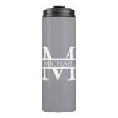 Gepersonaliseerd Elegant Grijs Monogram en Naam Thermosbeker (Voorkant)