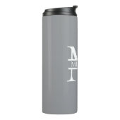 Gepersonaliseerd Elegant Grijs Monogram en Naam Thermosbeker (Gedraaid links)