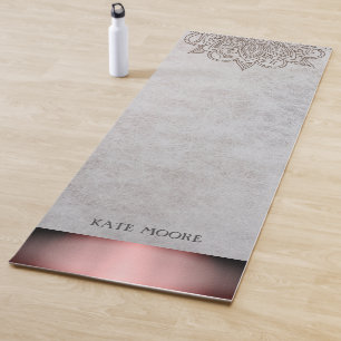 Gepersonaliseerd Elegant Mandala Roos Gold Metalli Yogamat