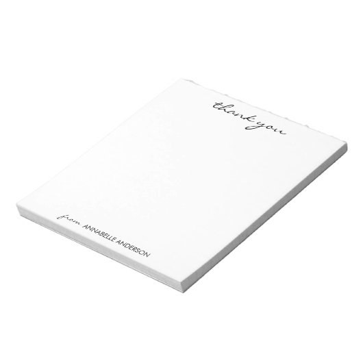 Gepersonaliseerd Elegant modern Manuscript Dank u Notitieblok (Gedraaid)