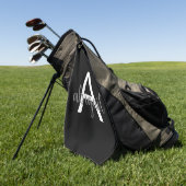 Gepersonaliseerd Elegant Modern Monogram Naam Zwar Golfhanddoek (Groen)