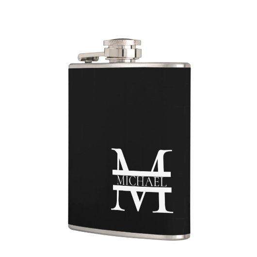 Gepersonaliseerd Elegant Monogram en Naam Heupfles (Links)