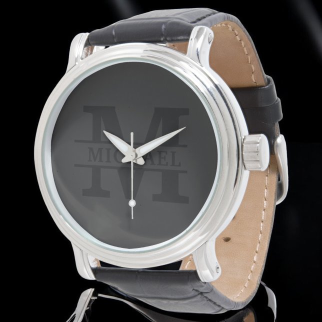 Gepersonaliseerd Elegant Monogram en Naam Horloge (Creator heeft geüpload)