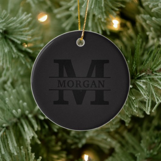 Gepersonaliseerd Elegant Monogram en Naam Keramisch Ornament (Boom)