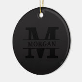 Gepersonaliseerd Elegant Monogram en Naam Keramisch Ornament (Links)