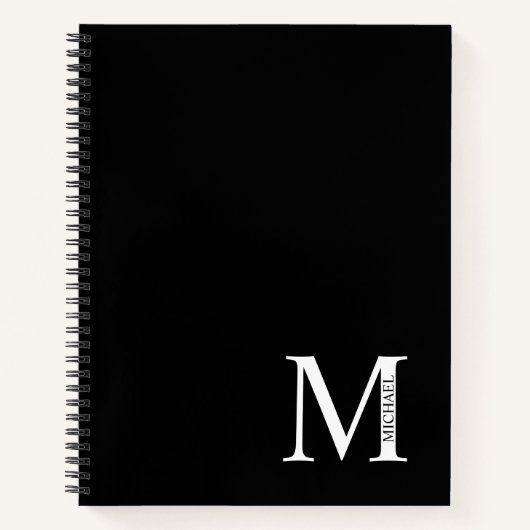 Gepersonaliseerd Elegant Monogram en Naam Notitieb Notitieboek (Voorkant)